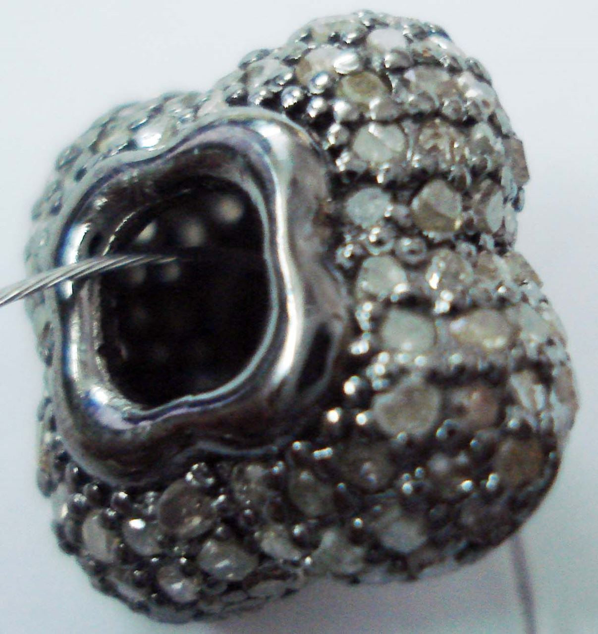 Silver and Diamond Pave PAVE BEADS
