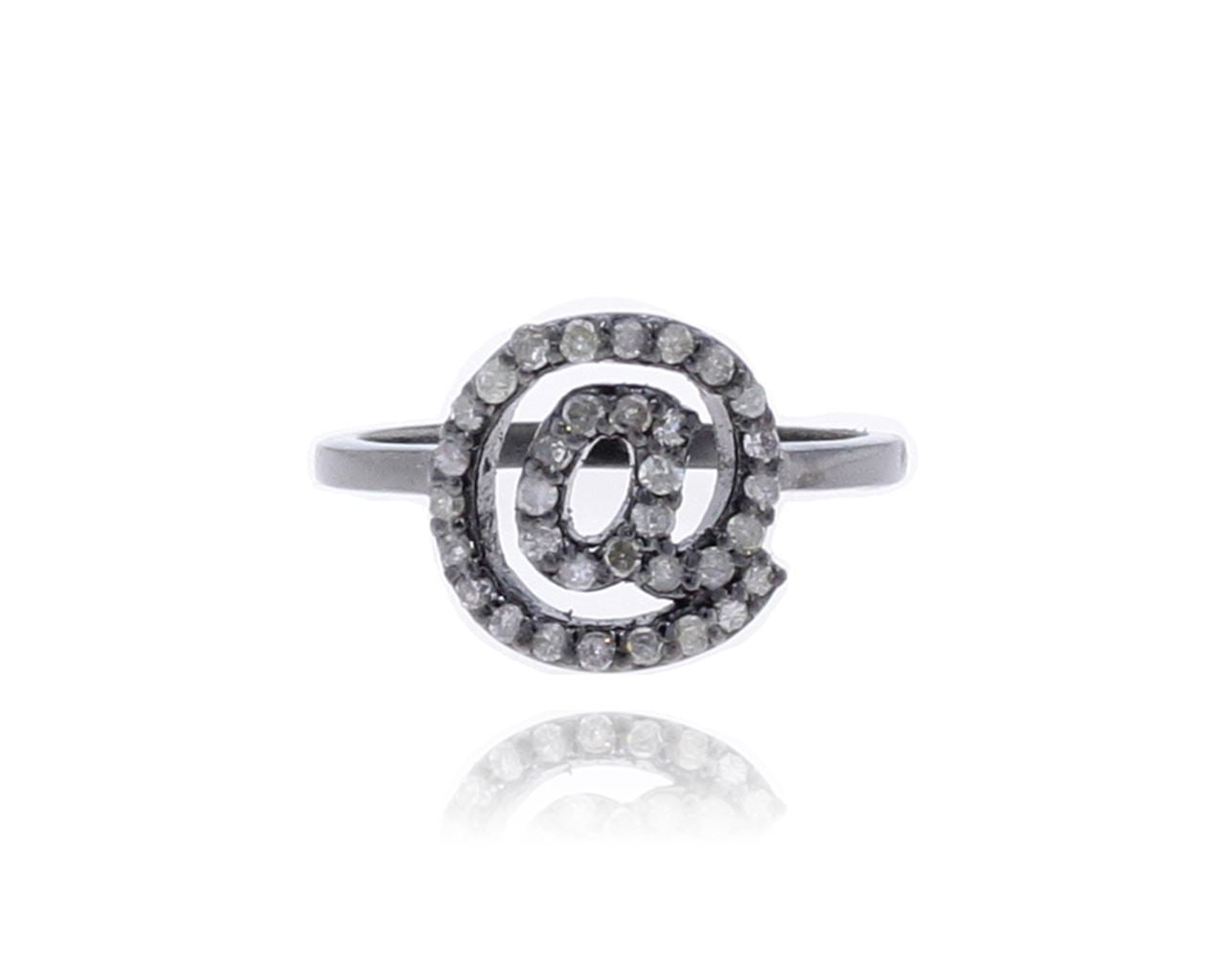 Diamond and Silver Black Rhodium Finish Ring