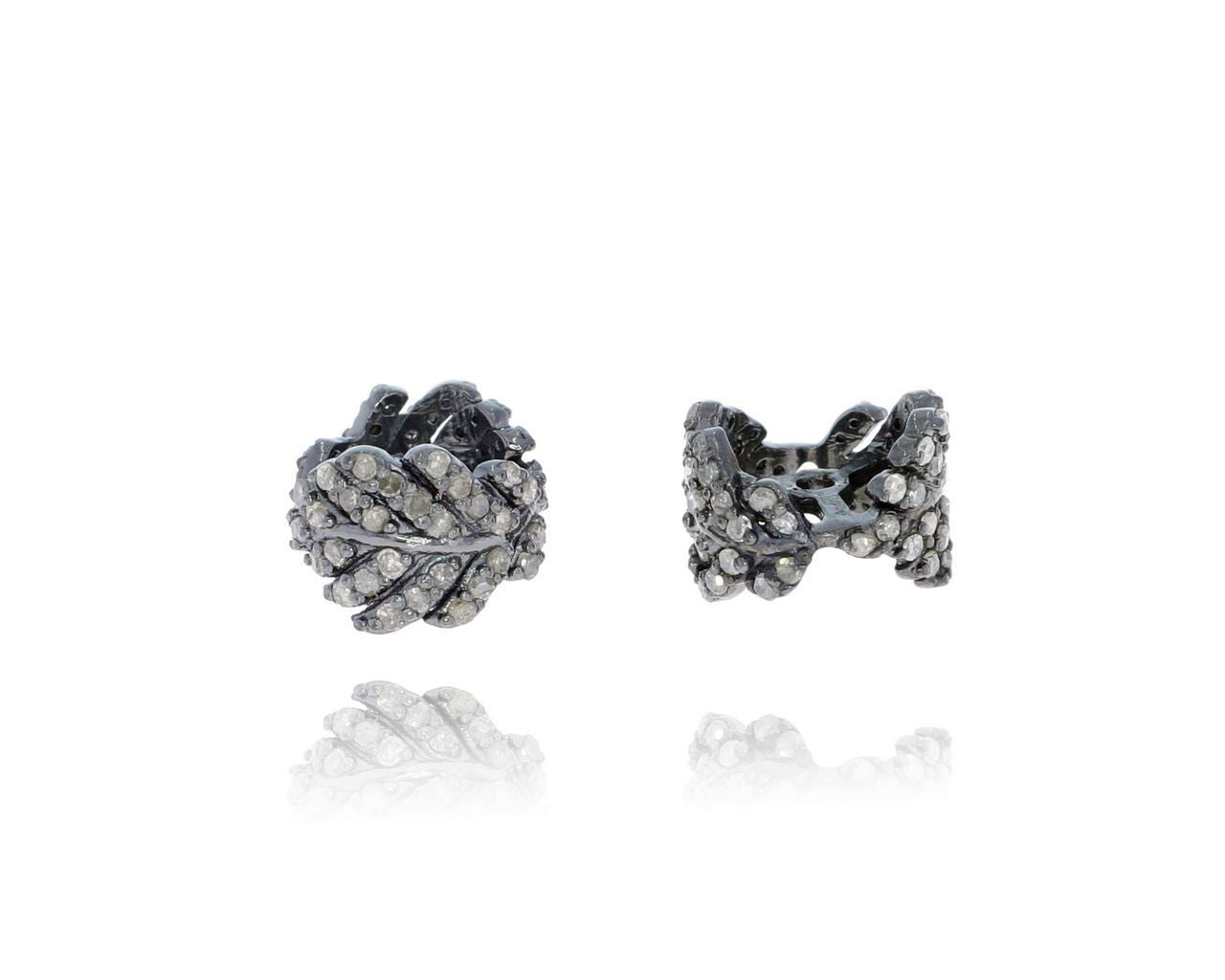 Silver and Diamond Pave Roundel Beads