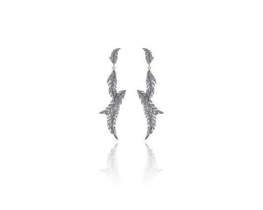 Diamond and Silver Black Rhodium Finish Earring