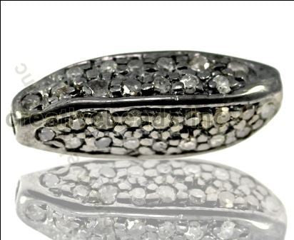 Silver and Diamond Pave Pave Beads