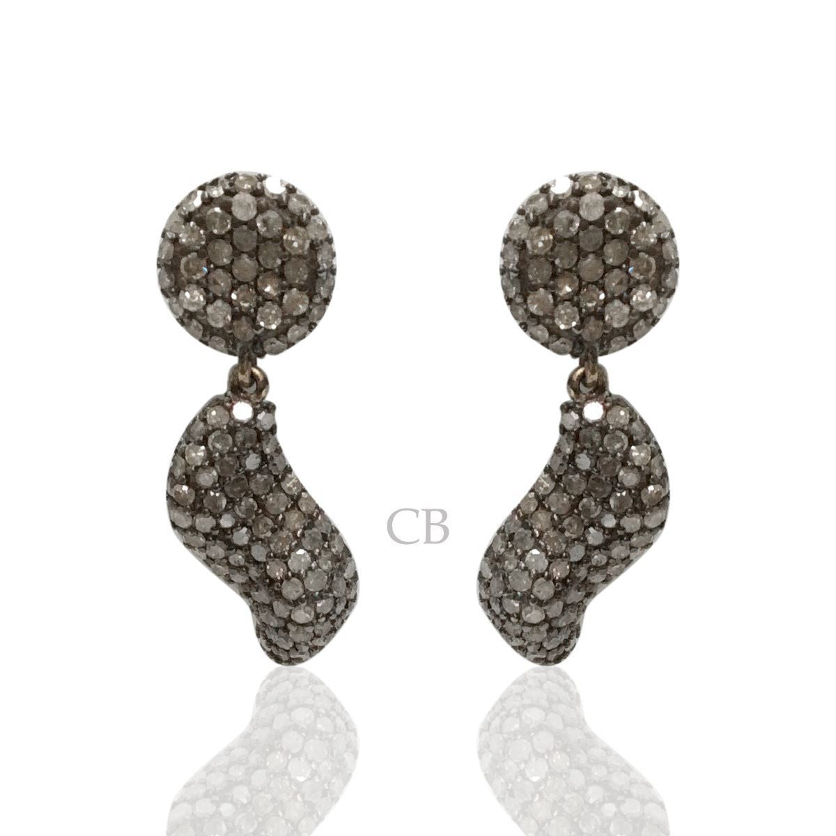Diamond and Silver Black Rhodium Finish Earring