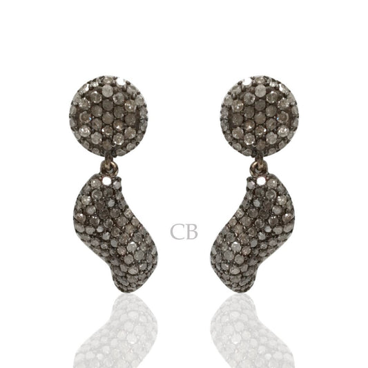 Diamond and Silver Black Rhodium Finish Earring