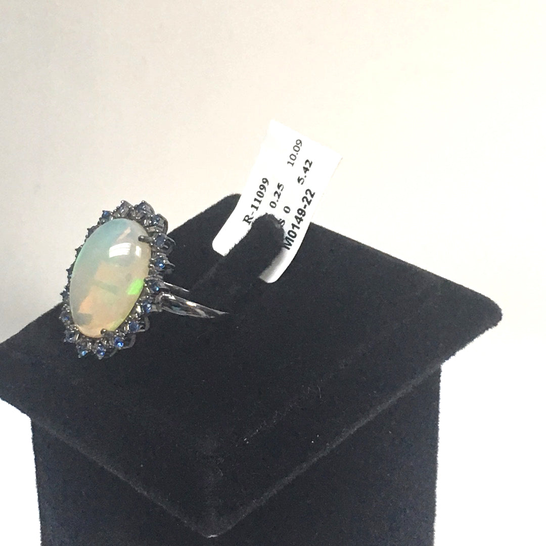 Opal and Blue Sapphire Ring With Diamond