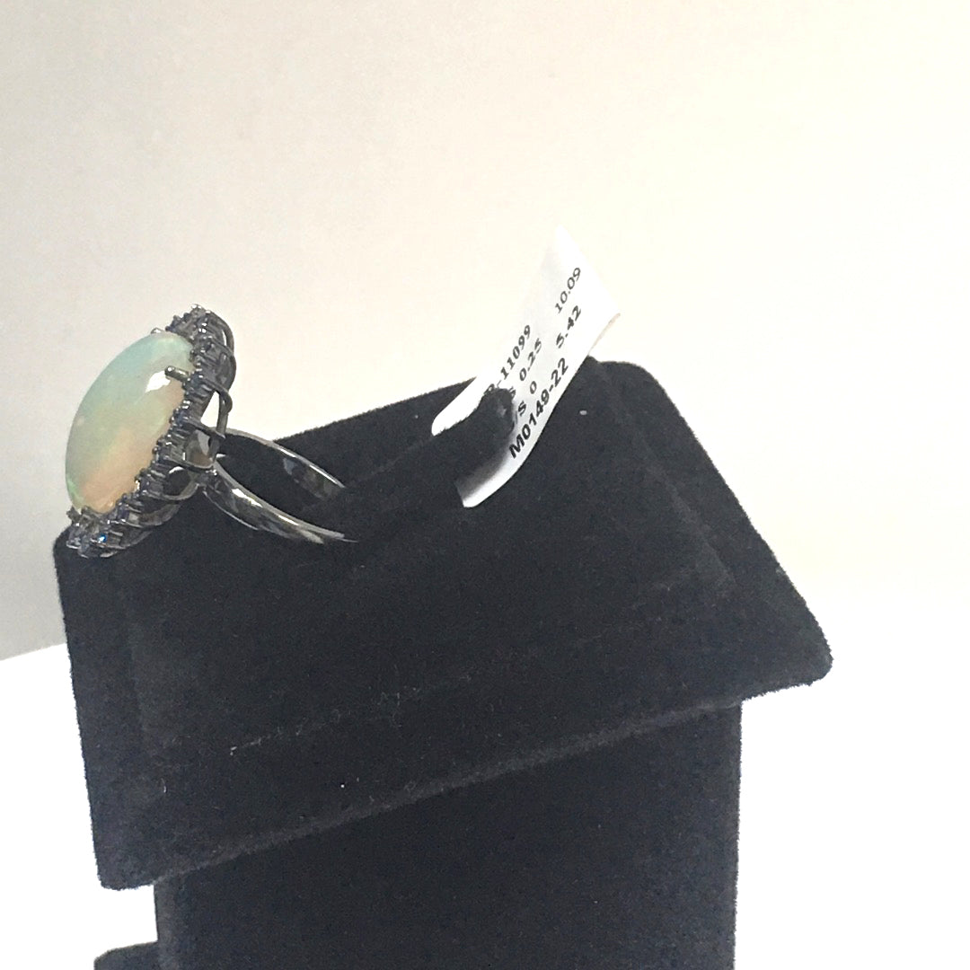 Opal and Blue Sapphire Ring With Diamond