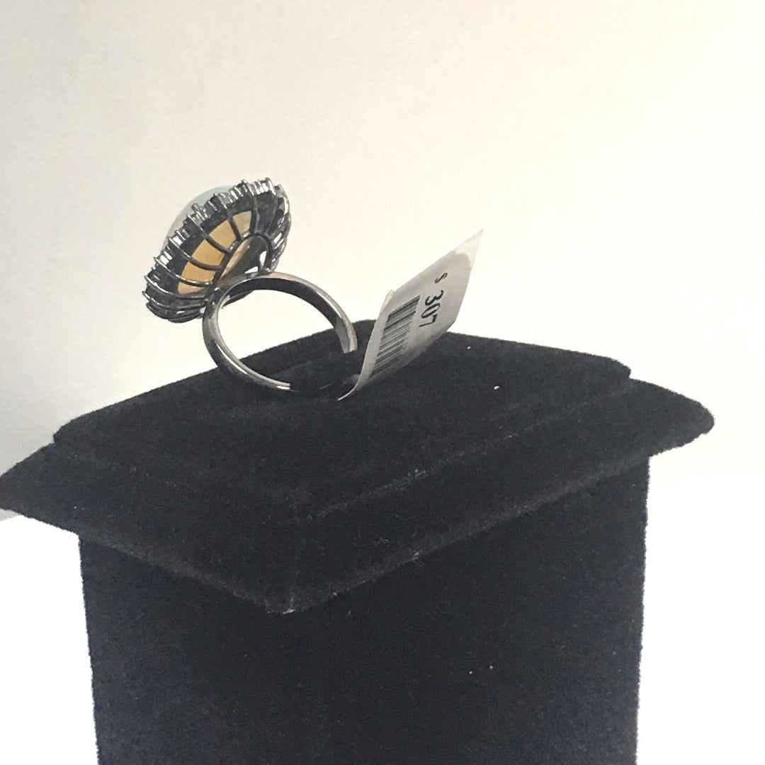 Opal and Blue Sapphire Ring With Diamond