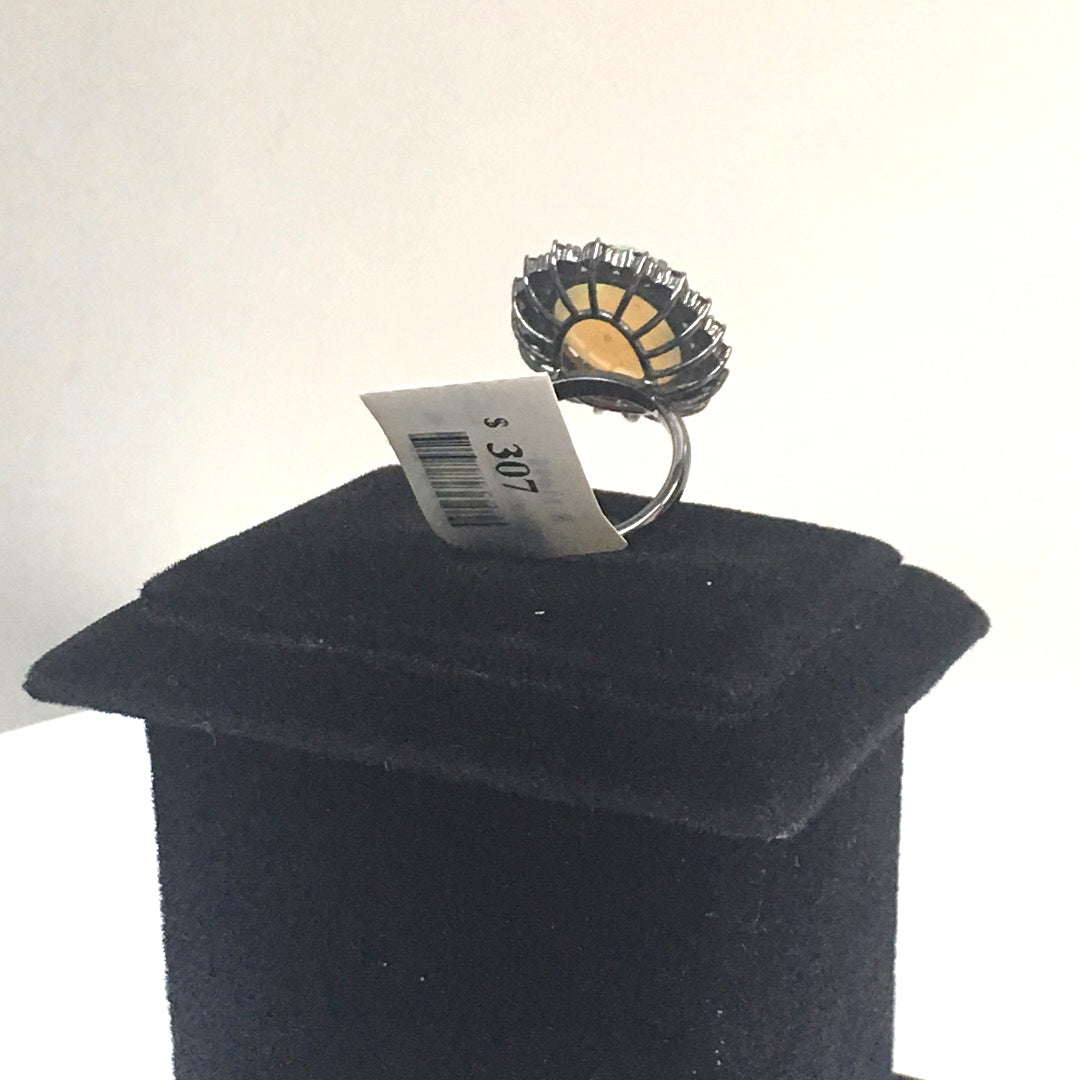 Opal and Blue Sapphire Ring With Diamond