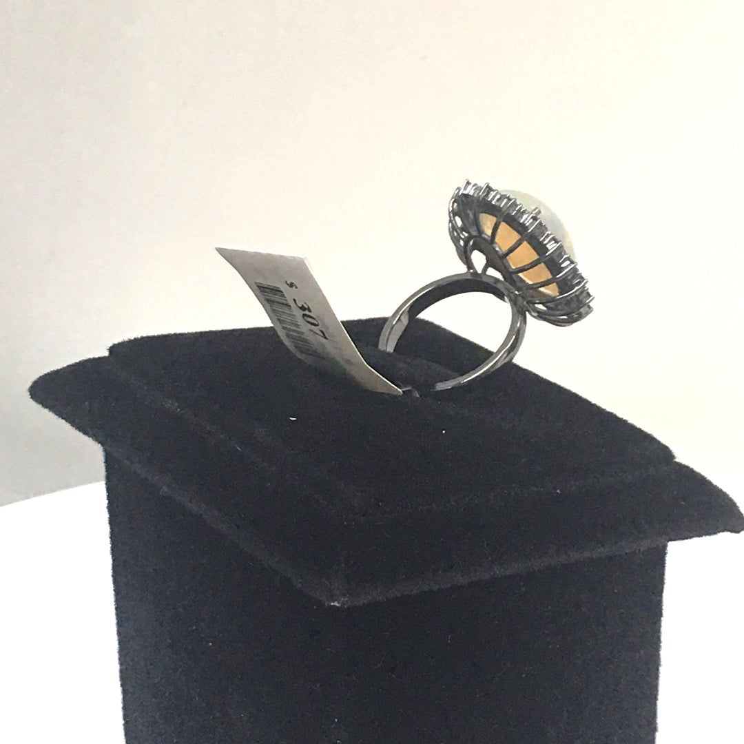 Opal and Blue Sapphire Ring With Diamond