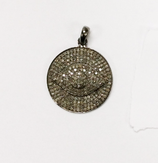 Evil Eye on Disc Diamond Pendant