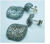 Diamond and Silver White Rainbow Moonstone Earring