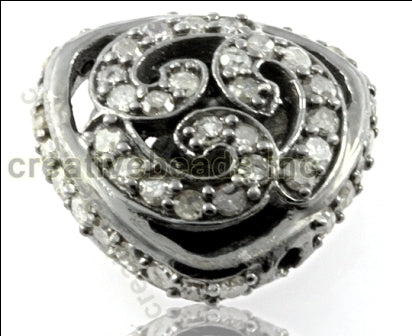 Triangle Shape Flower Design Pave Diamond Beads