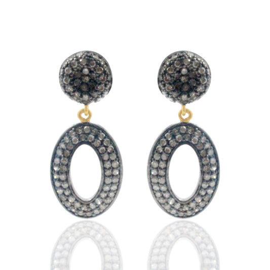 Diamond and Silver Black Rhodium Finish Earring