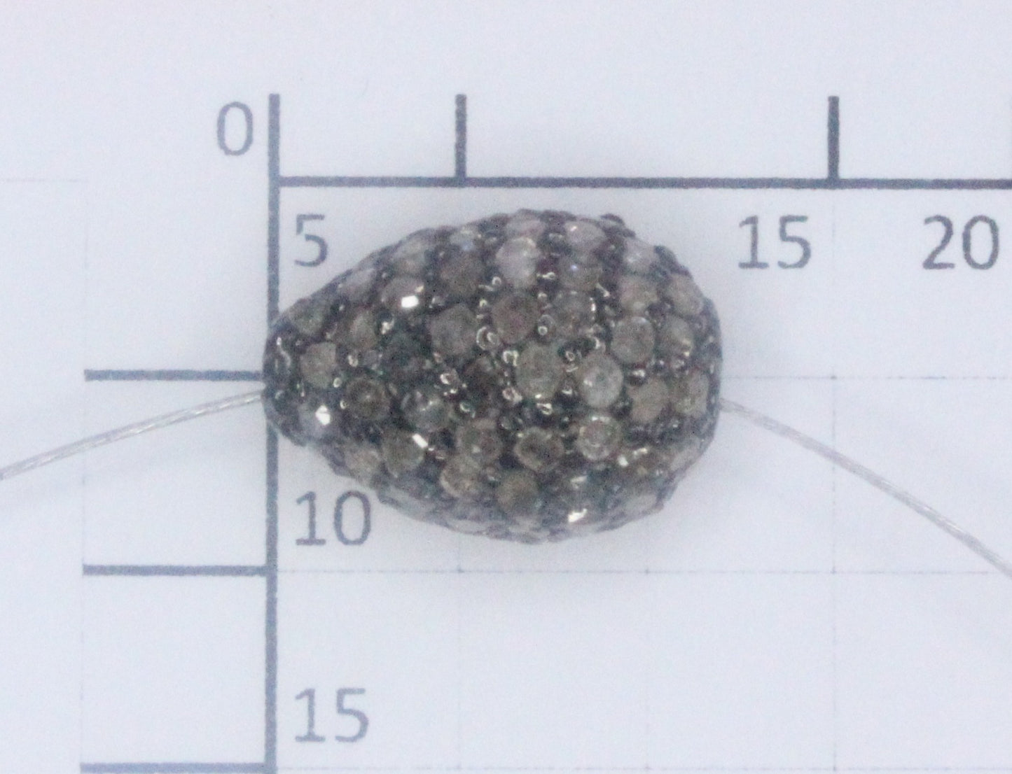 Drop Shape Silver Pave Diamond Beads