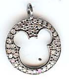 Diamond Mickey Sketch Pendant, Pave Diamond Pendant, Pave Mickey Sketch Necklace, Approx 18 x 15mm. Sterling Silver