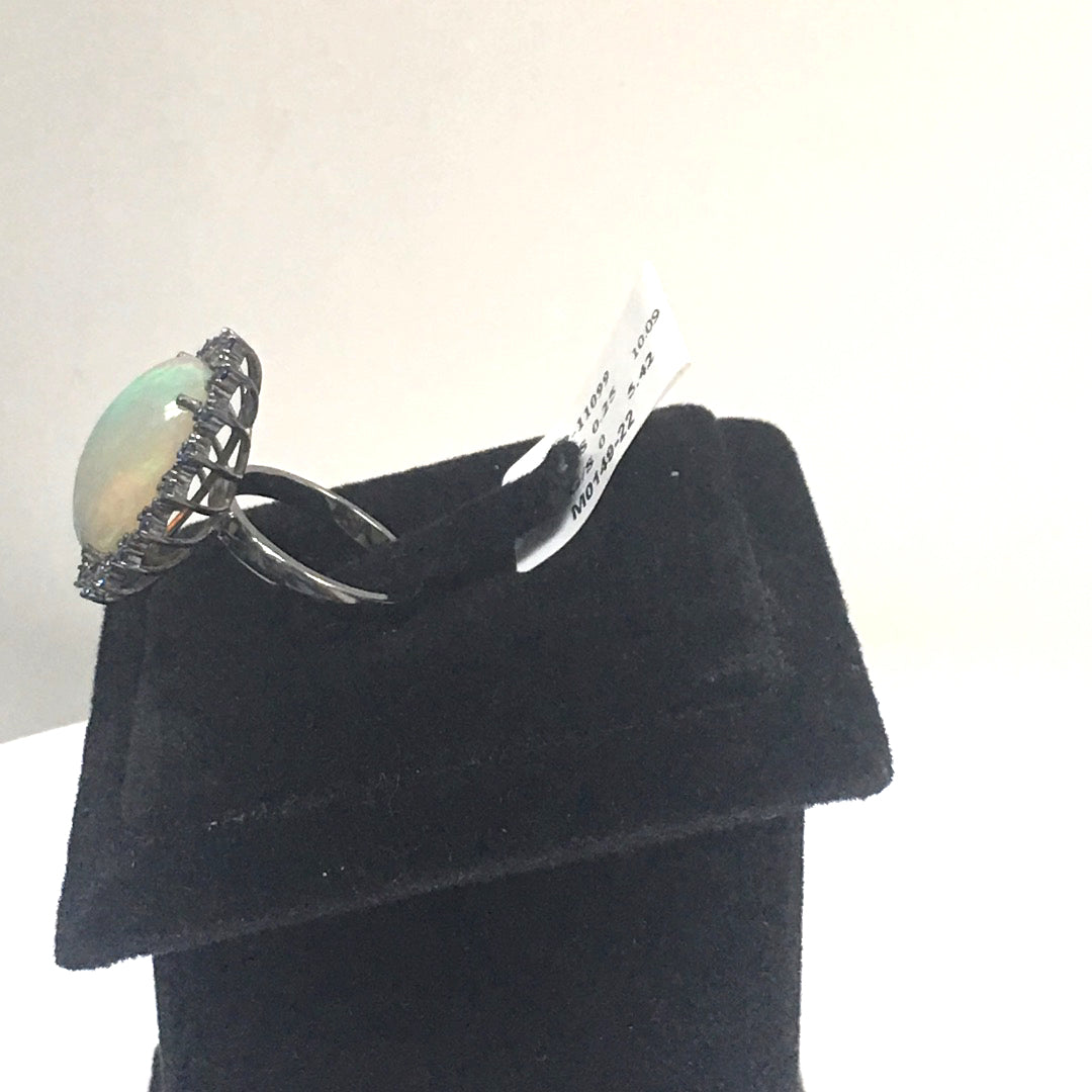 Opal and Blue Sapphire Ring With Diamond