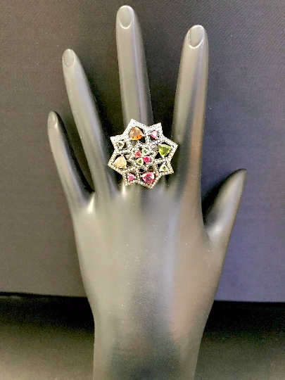 DIAMOND AND MULTI TOURMALINE RINGS