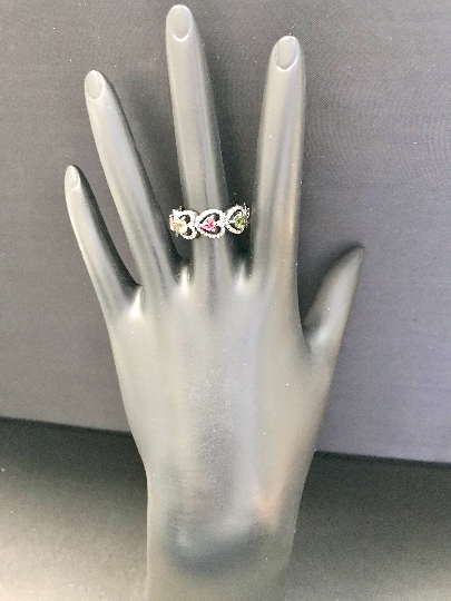 DIAMOND AND MULTI TOURMALINE RING