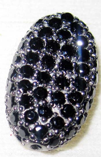 Oval Shape Blue Sapphire Pave Beads