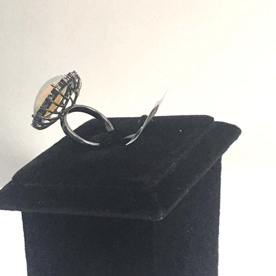 Opal and Blue Sapphire Ring With Diamond