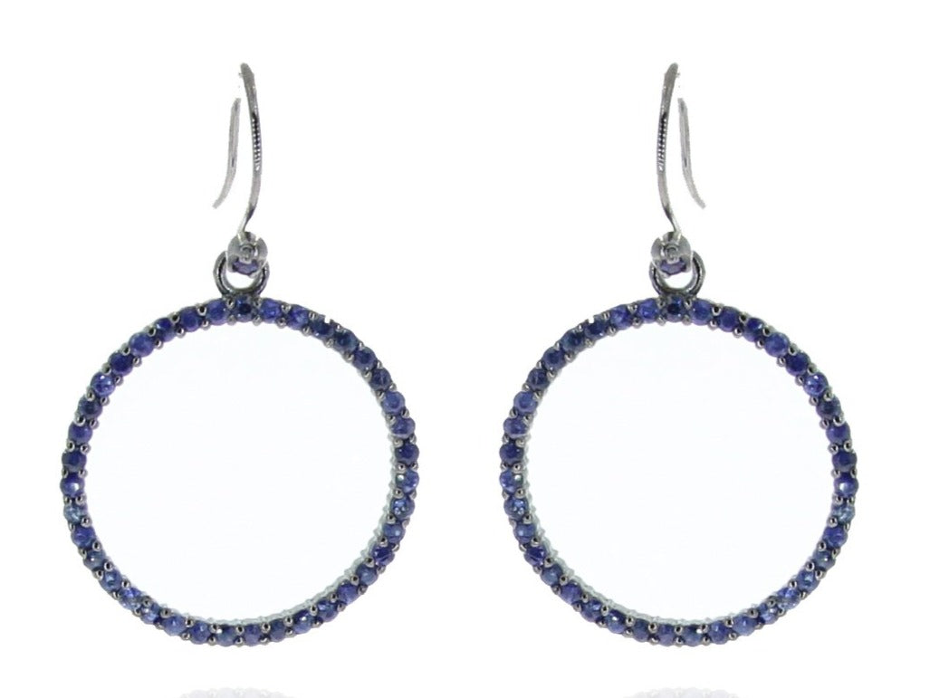 Circle Hoop Shape Blue Sapphire Earring