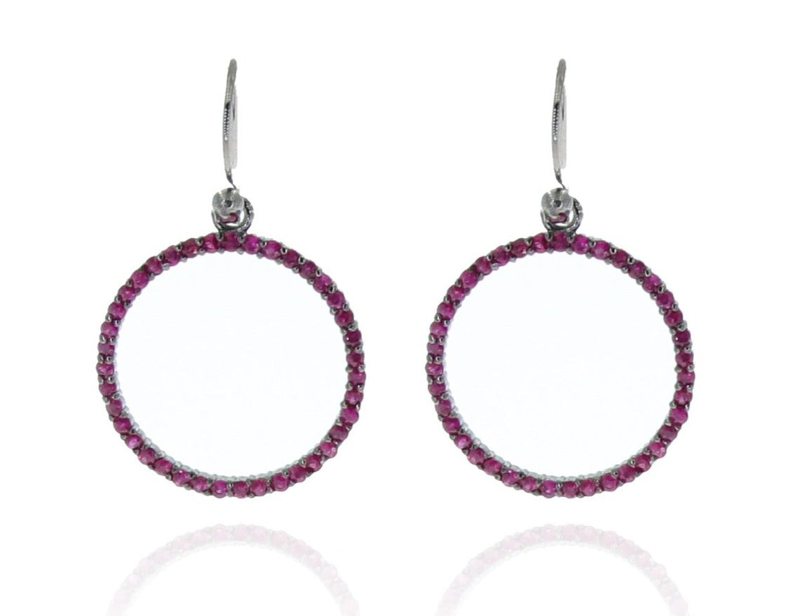 Circle Hoop Shape Blue Sapphire Earring