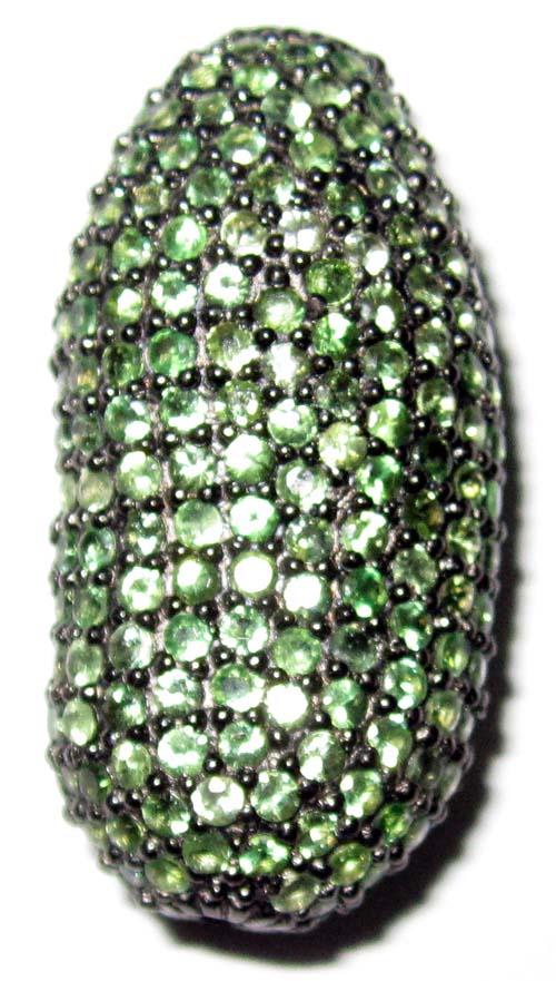 Nugget Long Oval Pave Beads in Ruby, Blue Sapphire & Tsvorite