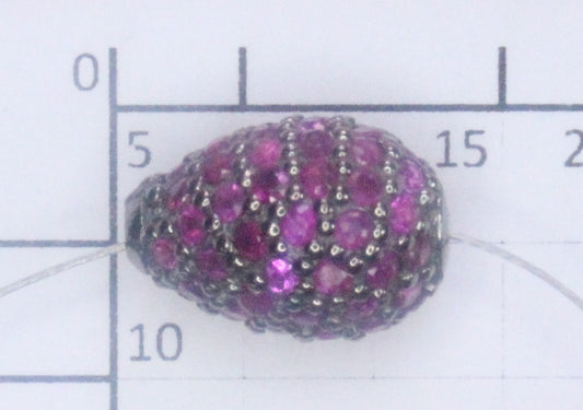 Drop Shape Silver Pave Diamond Beads