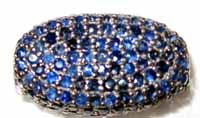 Oval Shape Blue Sapphire Pave Beads