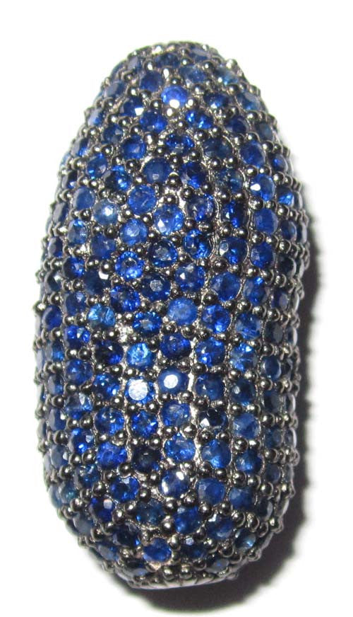 Nugget Long Oval Pave Beads in Ruby, Blue Sapphire & Tsvorite