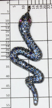 Diamond Snake with Ruby Eyes Diamond Pendant, Pave Diamond Pendant, Snake with Ruby Eyes Necklace, Approx 52 x 16mm