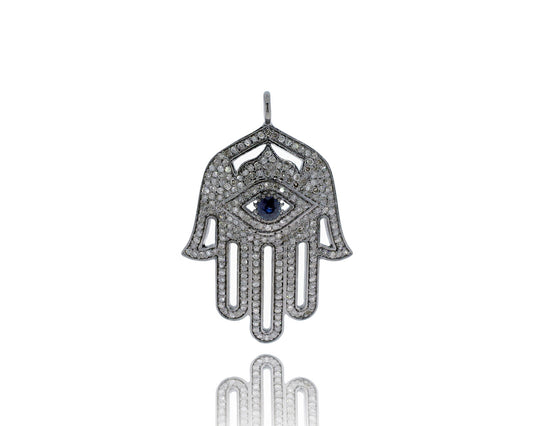 HAMSA HAND PAVE DIAMOND PENDANT