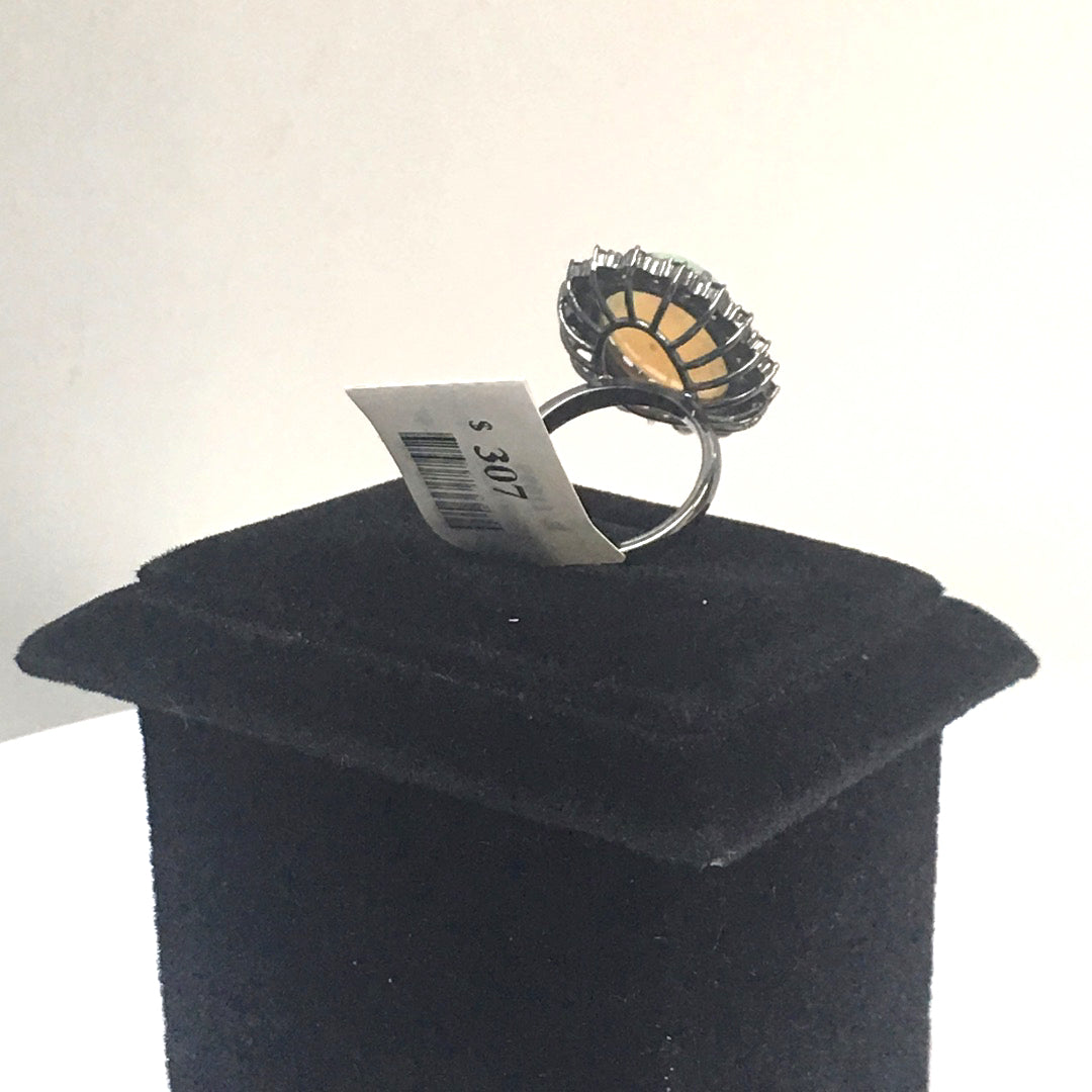 Opal and Blue Sapphire Ring With Diamond
