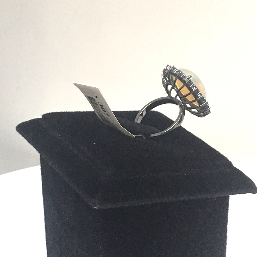 Opal and Blue Sapphire Ring With Diamond