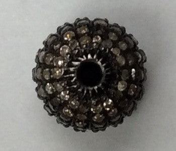 Tube Diamond Bead Oxidized Sterling Silver
