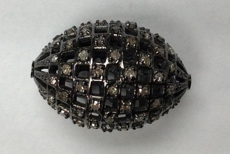 Oval Shape Silver Diamond Beads