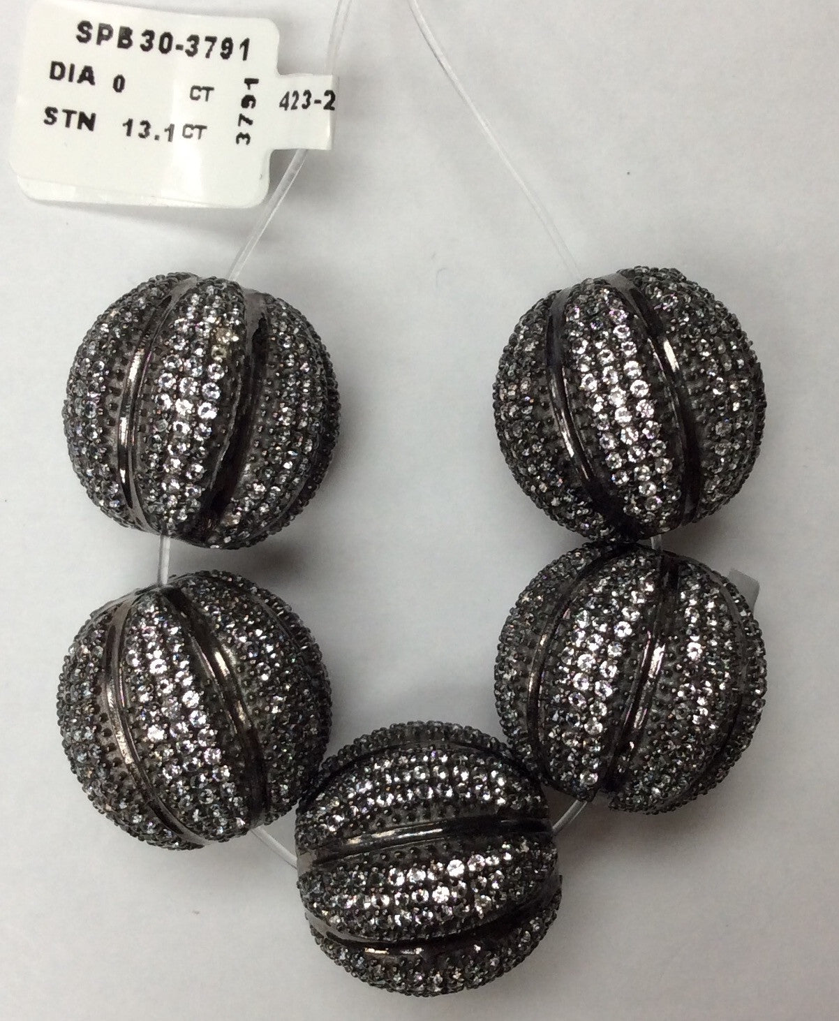 WaterMelon Shape White Topaz Pave Beads