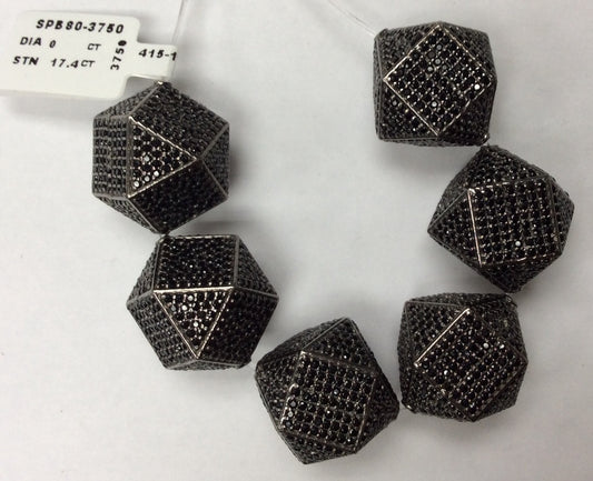Cube Black Spinel Bead