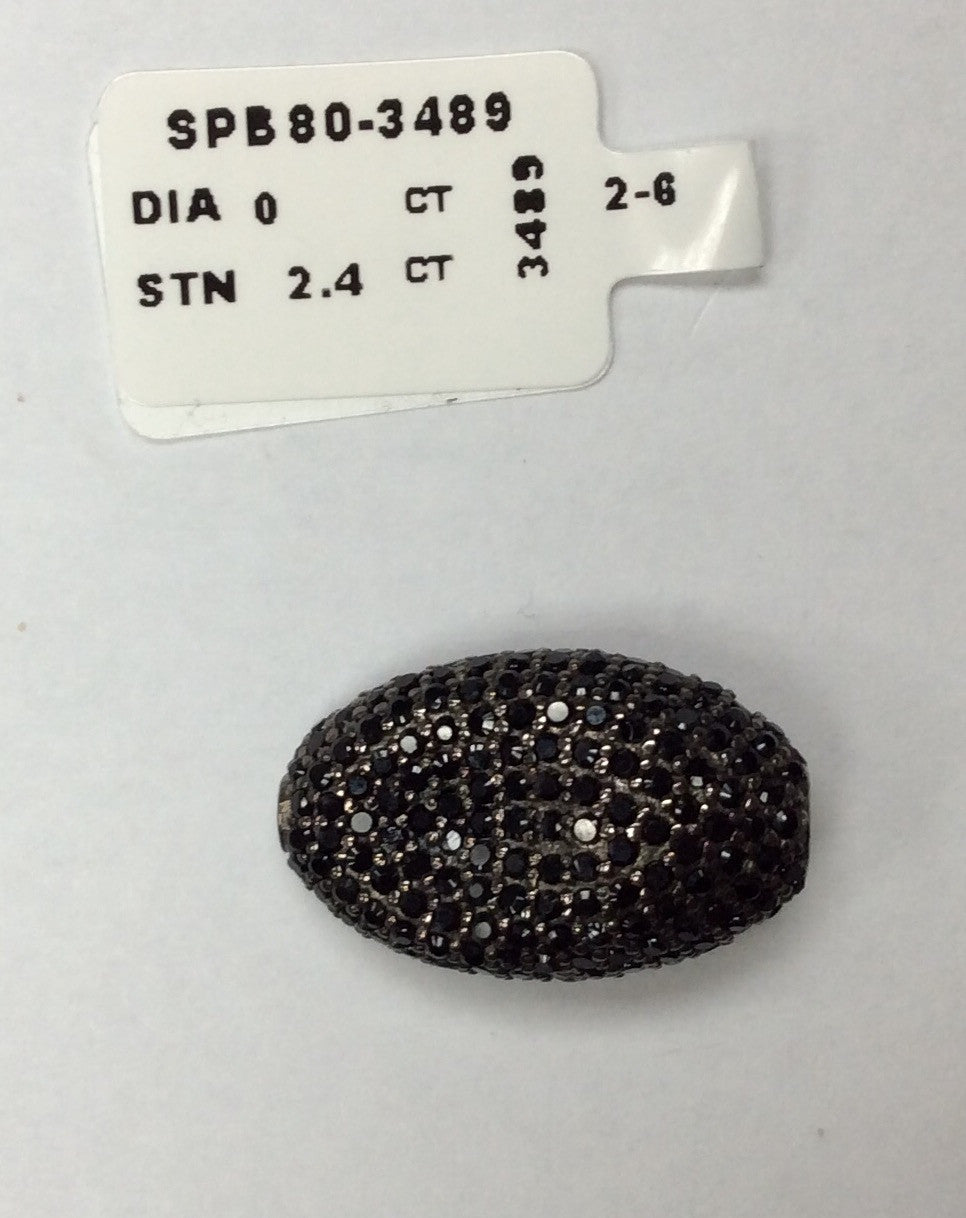 Oval Shaped Black Spinel Bead