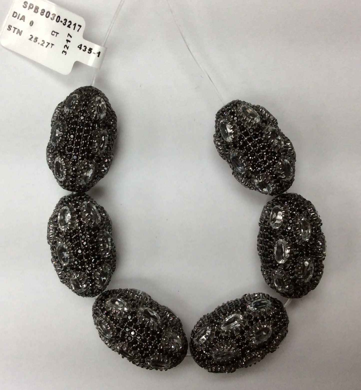 Oval Shaped Black Spinel Bead
