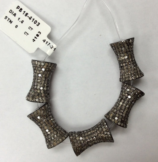 Spacer Diamond Bead .925 Oxidized Sterling Silver Diamond Beads, Genuine handmade pave diamond Beads Size Approx 0.64"(10 x 16 MM)