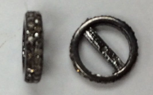 Wheel Shape 2 row Diamond Silver Pave Bead