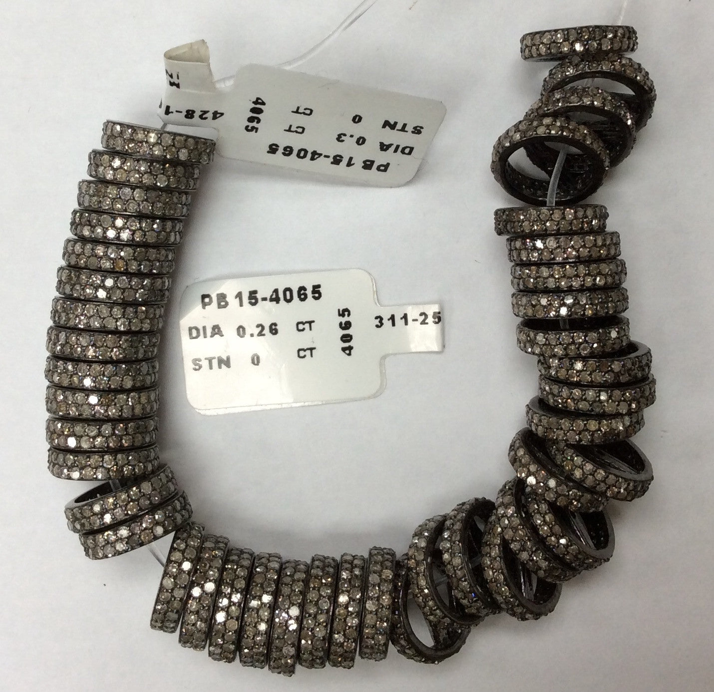 Wheel Shape 2 row Diamond Silver Pave Bead