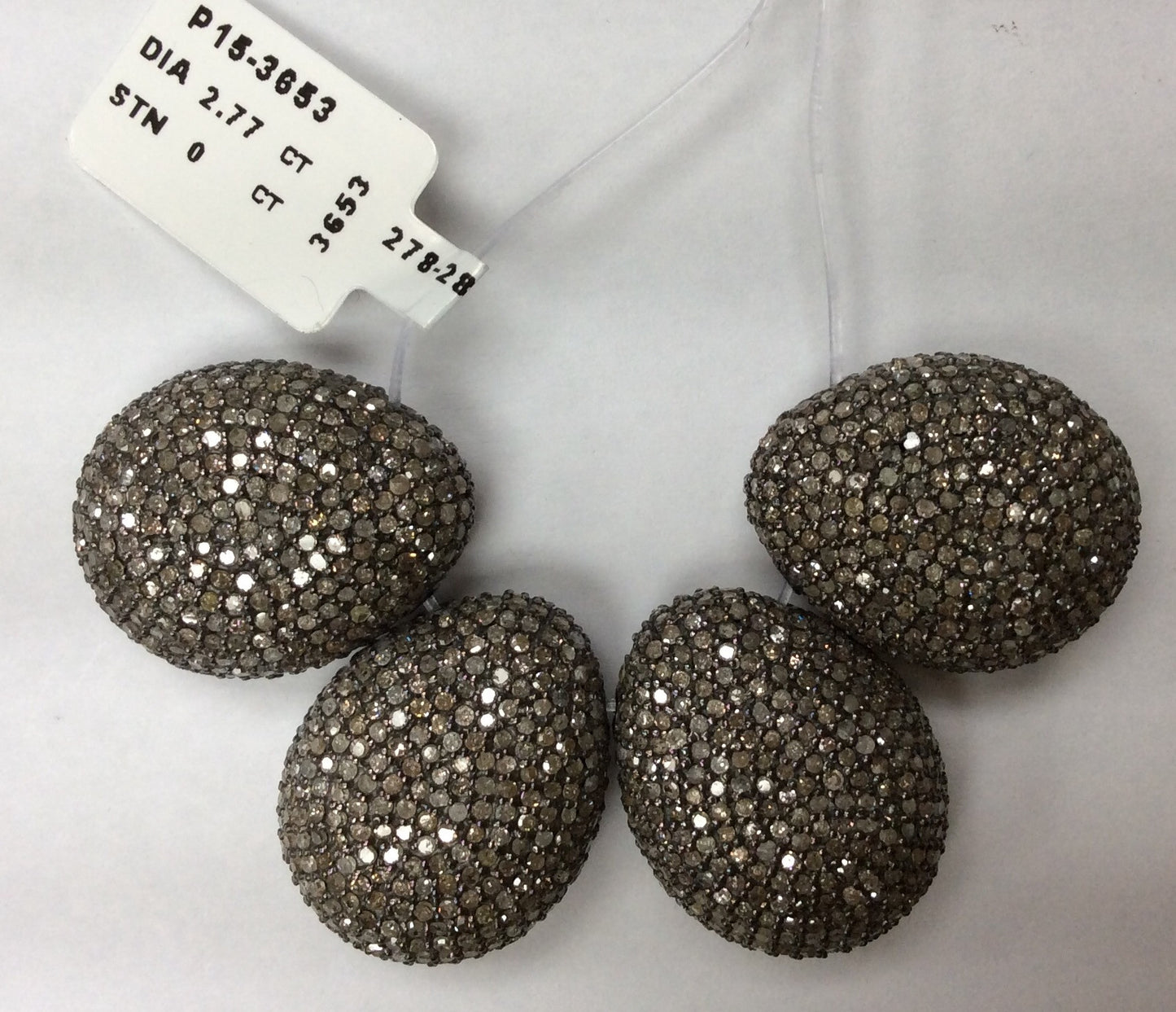 Roundel Diamond Bead .925 Oxidized Sterling Silver Diamond Beads, Genuine handmade pave diamond Beads Size Approx 0.84"(10 x 17 x 21 MM)