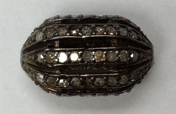 Long Cylinder Shape Pave Diamond Beads,.925 Oxidized Sterling Silver Diamond Beads, Genuine handmade pave diamond Beads Size Approx 0.64"(9 x 16 MM)