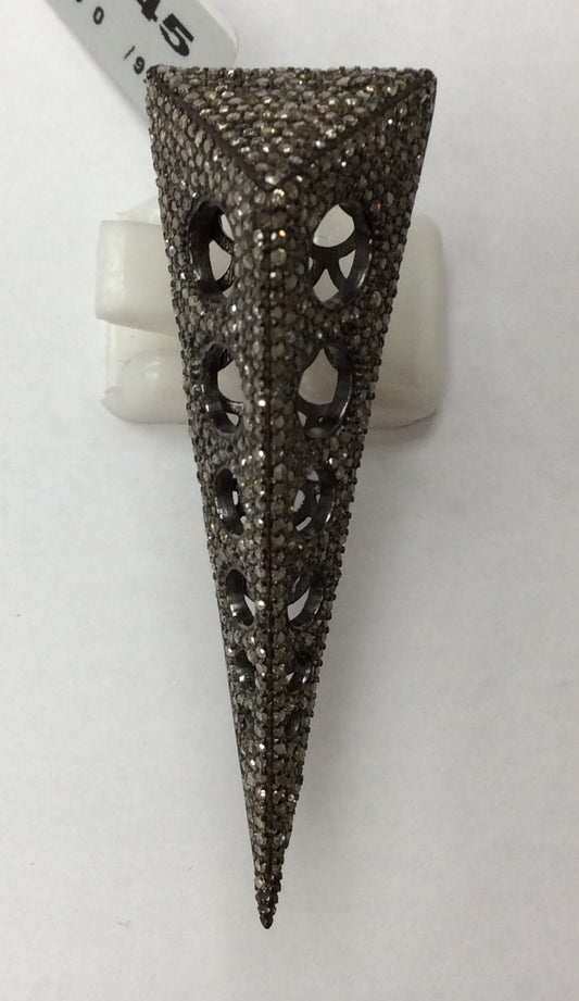Pave Diamond Ring .925 Oxidized Sterling Silver Diamond Ring, Genuine handmade pave diamond Ring Size Approx 2.12"(17 x 53 MM)