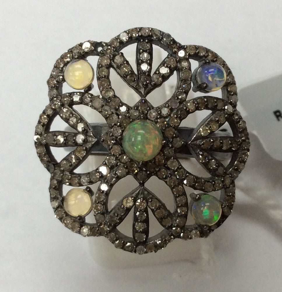 Flower Pave Diamond Ring