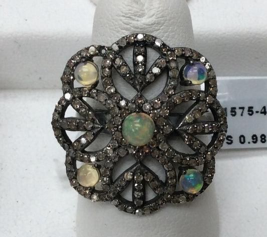 Flower Pave Diamond Ring