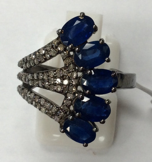 Pave Diamond Ring .925 Oxidized Sterling Silver Diamond Ring, Genuine handmade pave diamond Ring Size Approx 0.84"(18 x 21 MM)