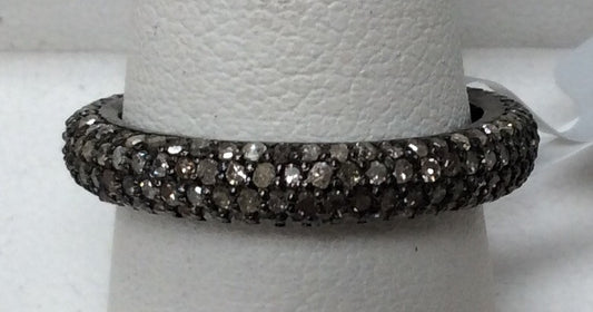 Pave Diamond Ring .925 Oxidized Sterling Silver Diamond Ring, Genuine handmade pave diamond Ring Size Approx 0.92"(4 x 23 MM)