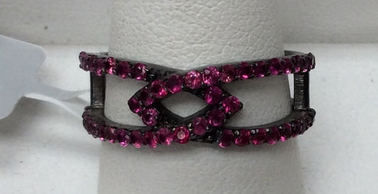 Diamond Round Diamond Ring, Pave Diamond Ring, Pave Round Ring, Approx 5 x 19mm. Sterling Silver